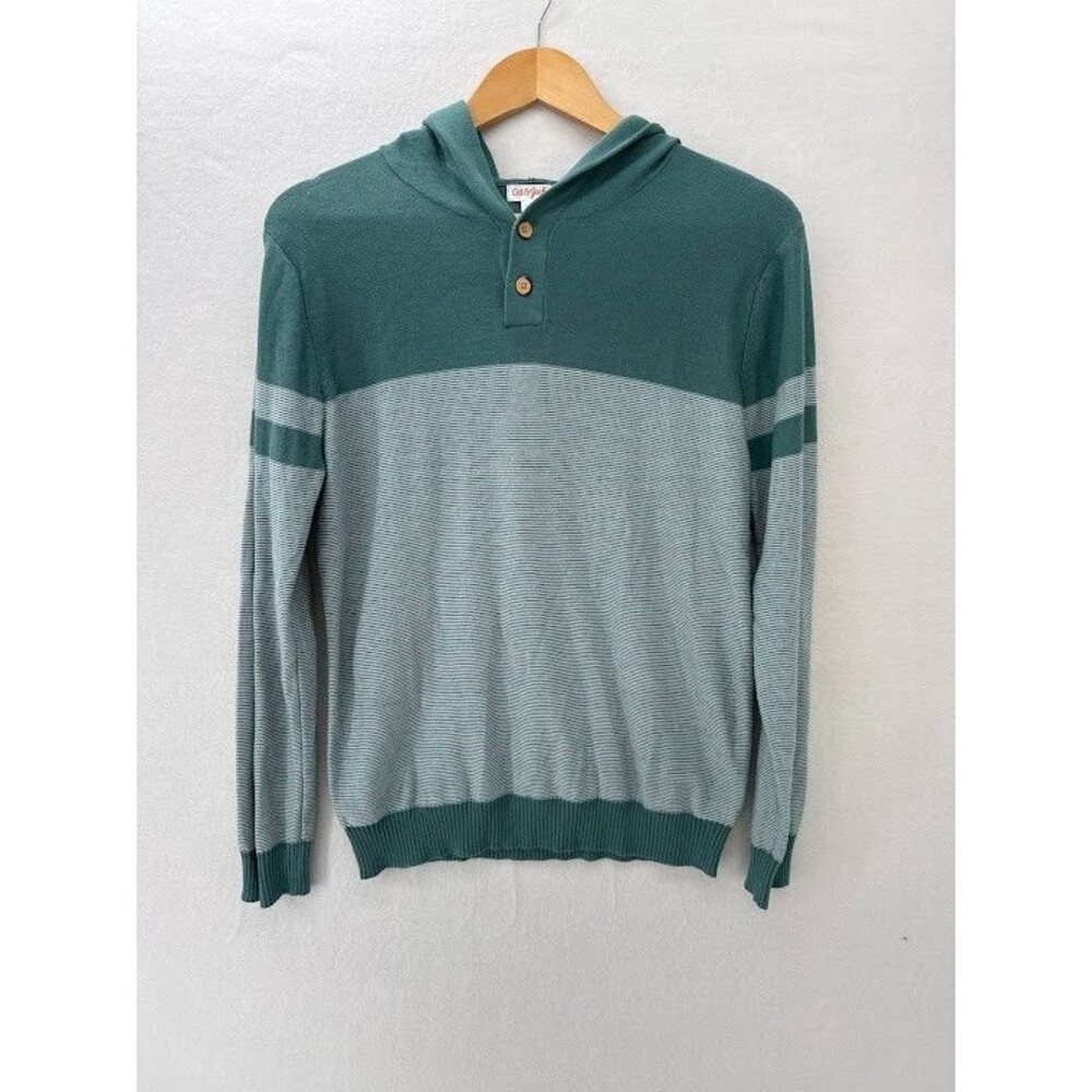 Cat & Jack Boys‎ Green Hooded Striped Henley Sweater Size XL 14